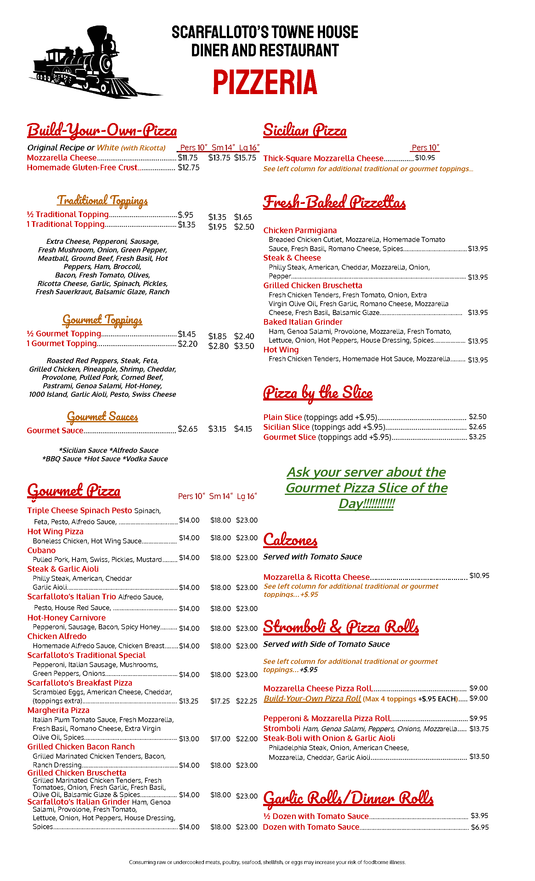 Scarfalloto’s Towne House Menus