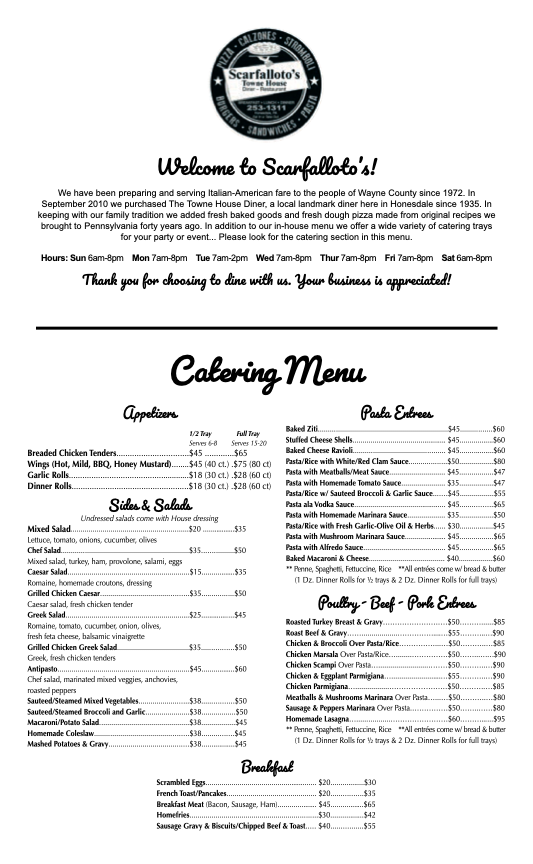 Scarfallotos Takeout Catering 2026