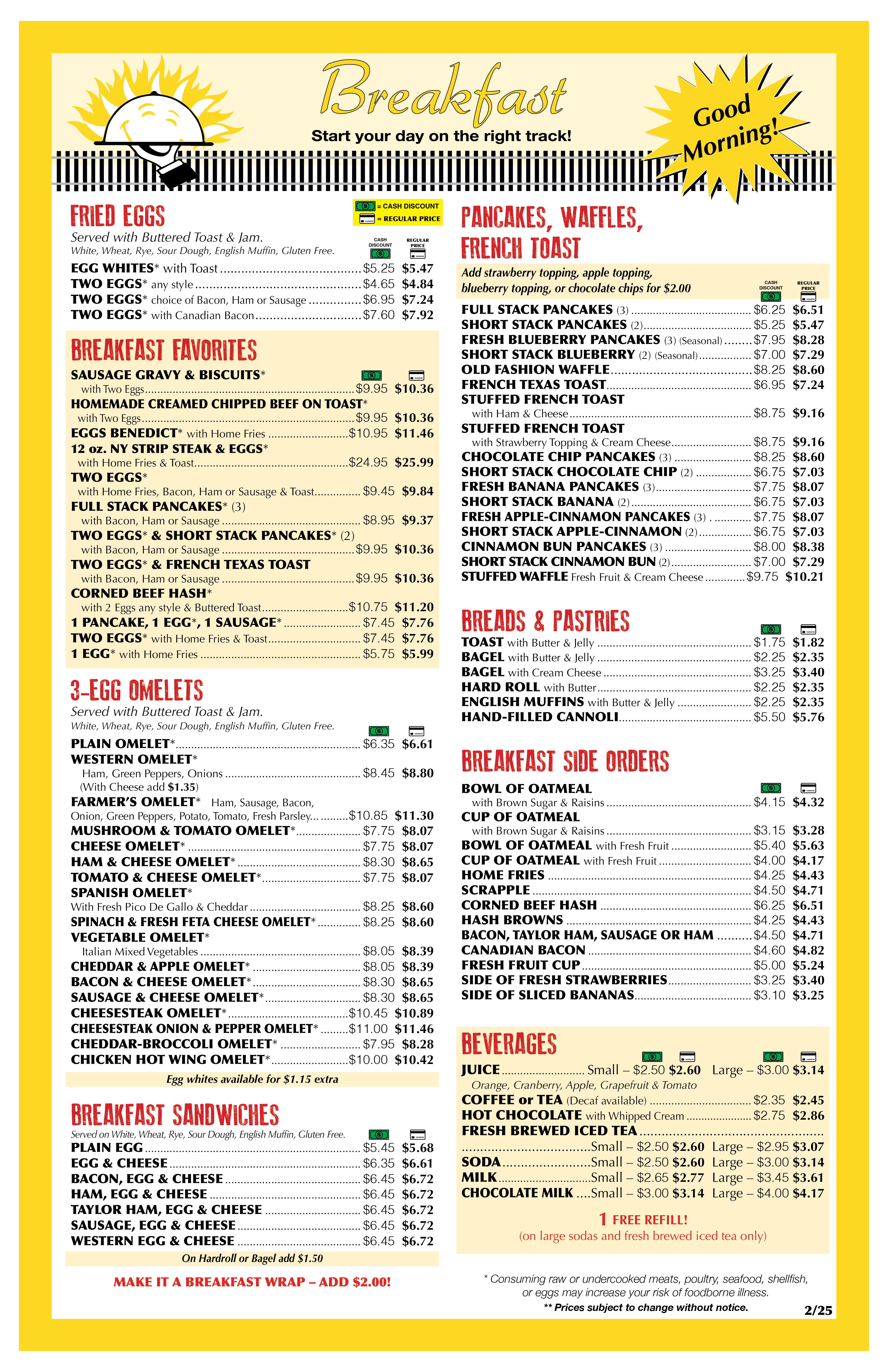 Scarfalloto's Breakfast Menu
